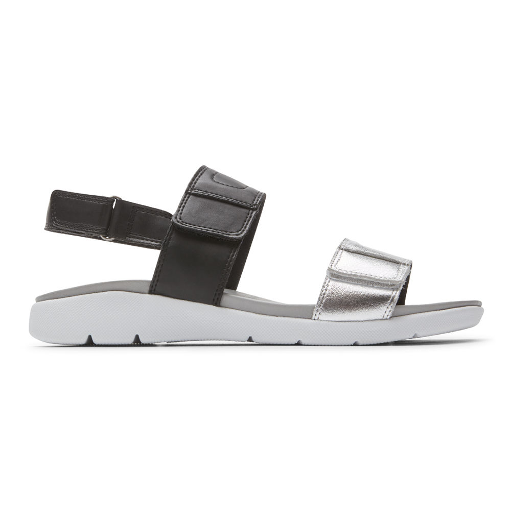 Rockport Sandals For Womens Black/Silver - Eileen 2-Band - CJ7602549